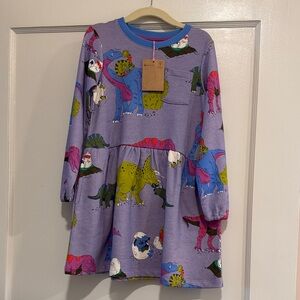 NWT Mini Boden 4-5 yr Dinosaur Print Kids Dress - Purple